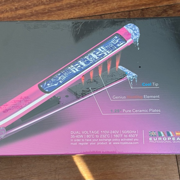 ROYALE Diamond Collection 1.25” Pure Ceramic Plates Hot Pink Flat Iron BNIB - Picture 5 of 10